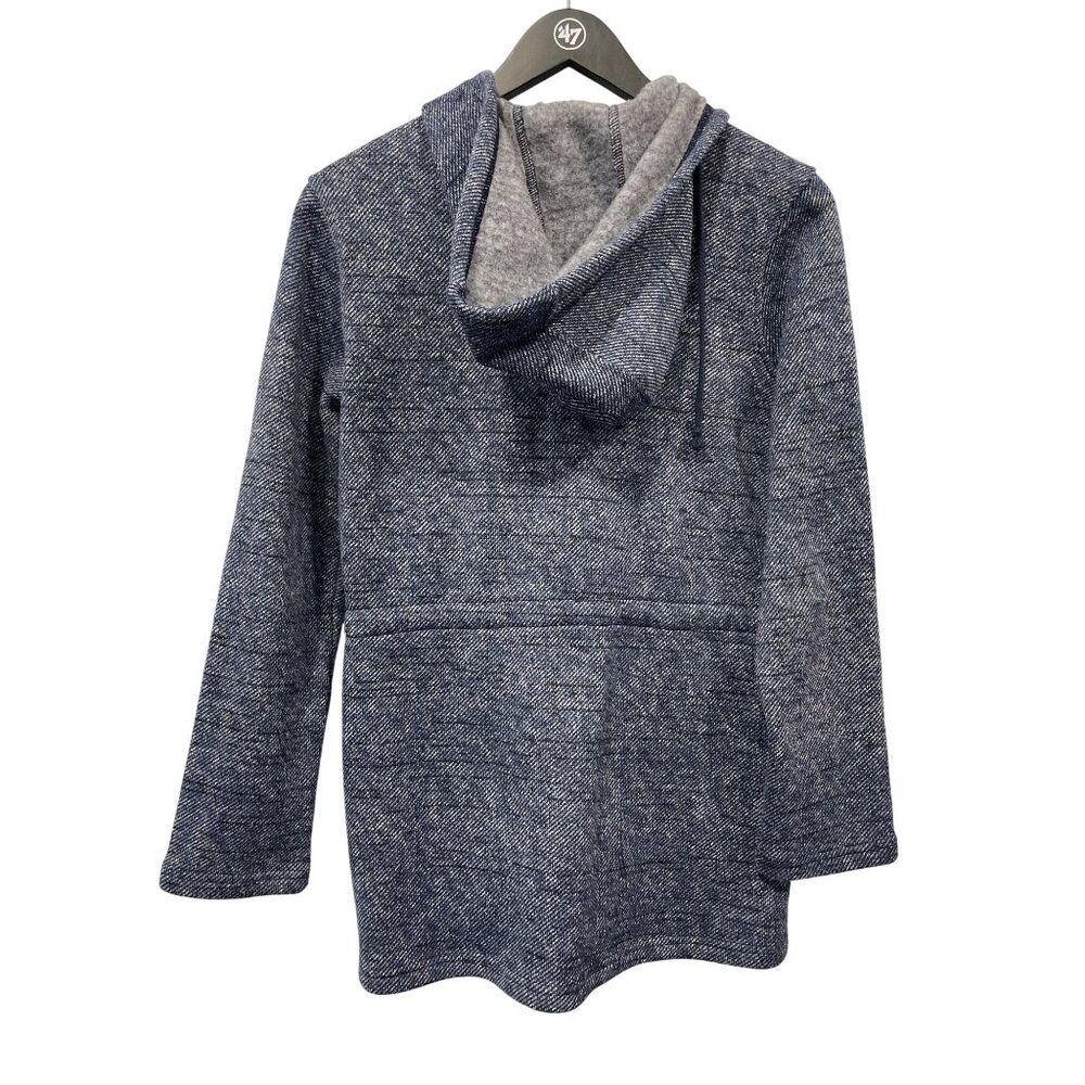 Jack By BB Dakota Coat Size Small Snap Front Long Sleeve Hooded Jacket Blue Cozy - Picture 2 of 7
